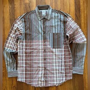 Zara Shirt Striped Button Up Long Sleeve Casual Men Size L